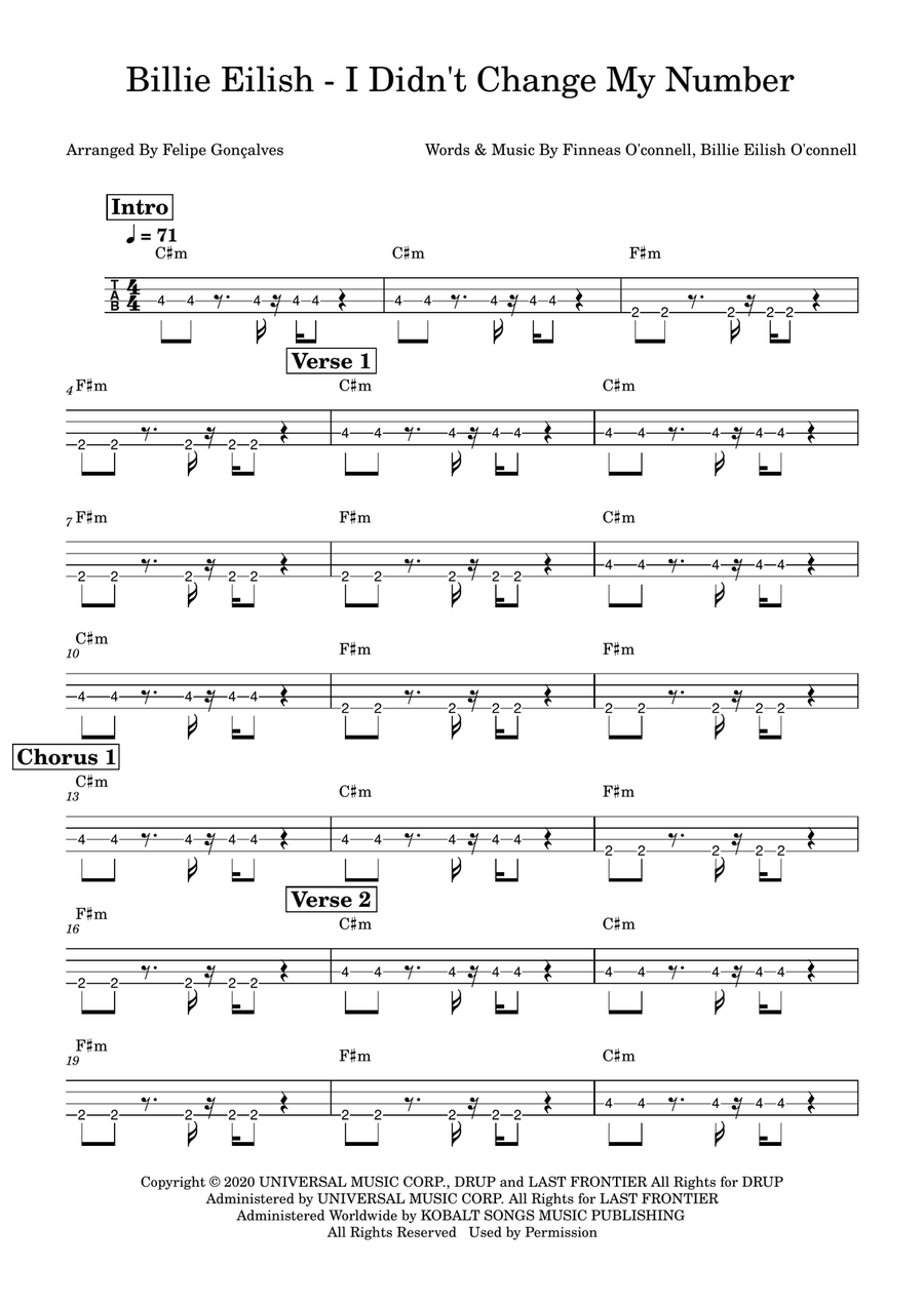 I Didn't Change My Number Acoustic Guitar scores gallery preview page 1