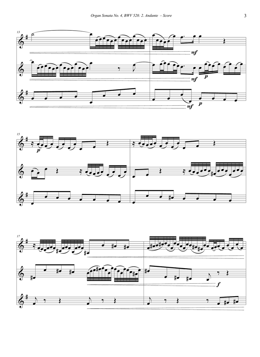 Organ Sonata No. 4 - II. Andante (BWV 528) Woodwind Trio scores gallery preview page 3