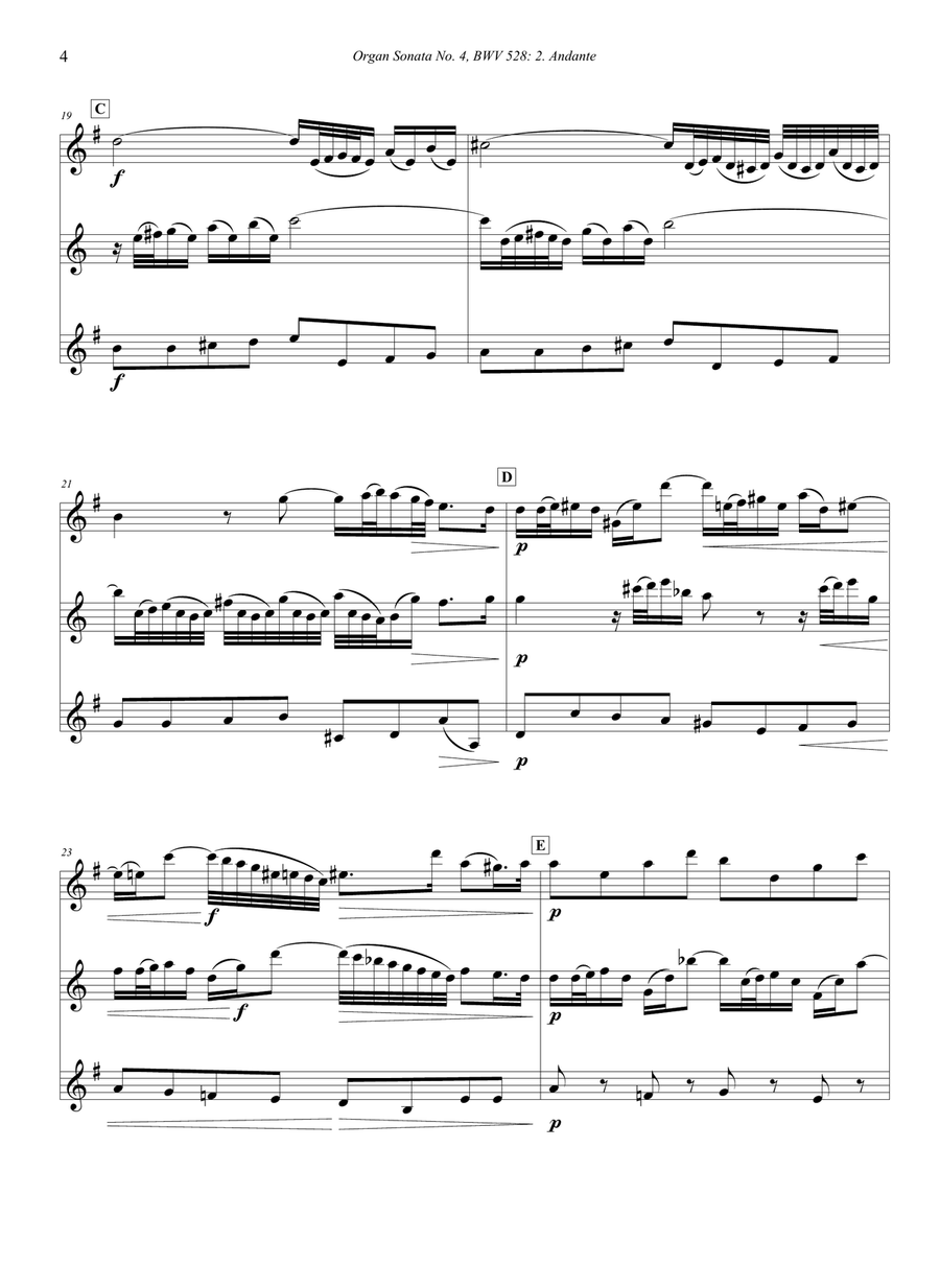 Organ Sonata No. 4 - II. Andante (BWV 528) Woodwind Trio scores gallery preview page 4