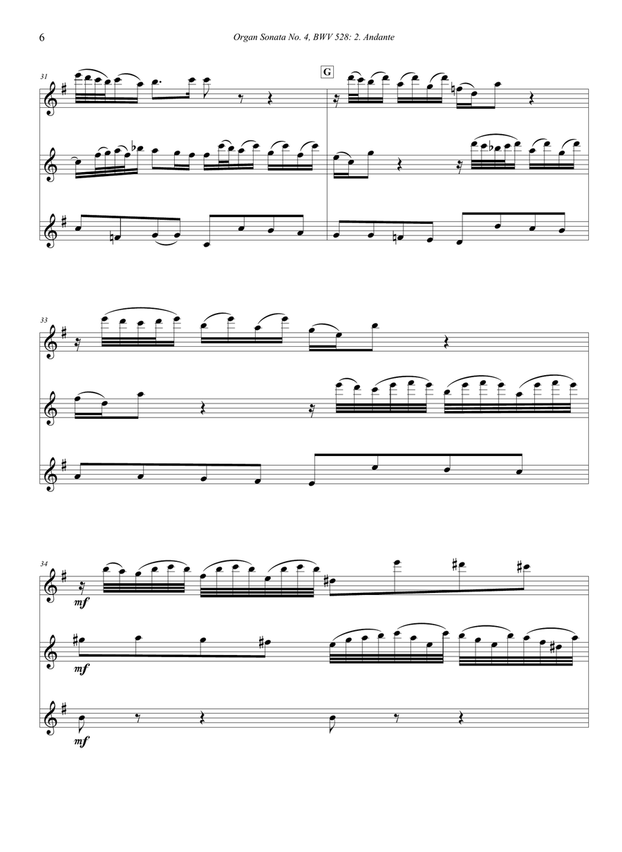 Organ Sonata No. 4 - II. Andante (BWV 528) Woodwind Trio scores gallery preview page 6