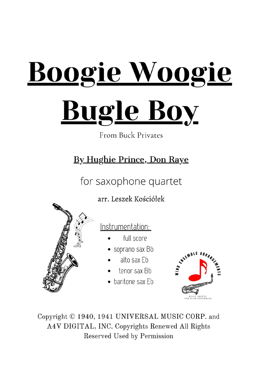 Boogie Woogie Bugle Boy Saxophone Quartet scores gallery preview page 2