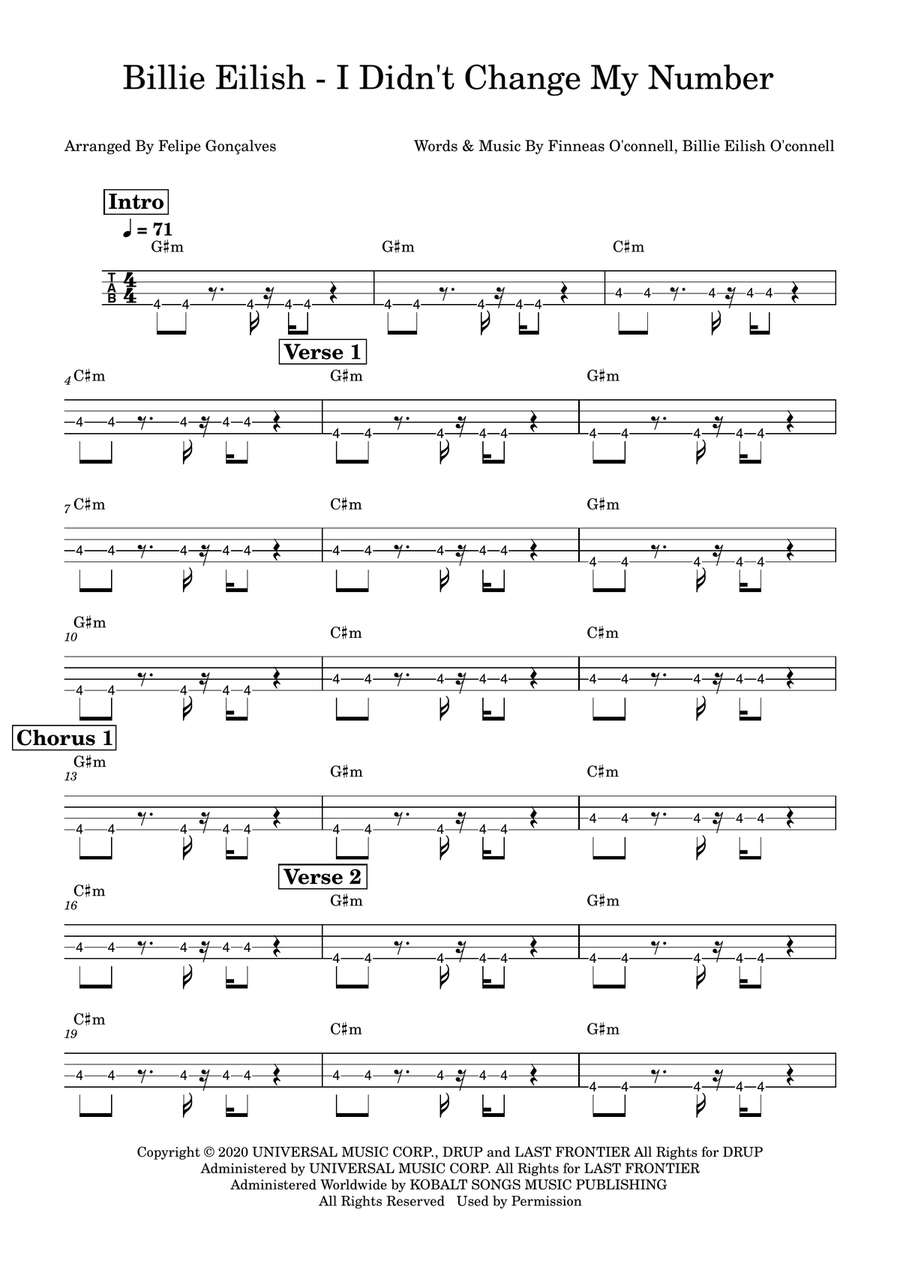 I Didn't Change My Number Acoustic Guitar scores gallery preview page 1
