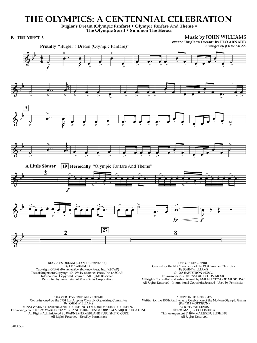 The Olympics: A Centennial Celebration - Bb Trumpet 3 Concert Band scores gallery preview page 1