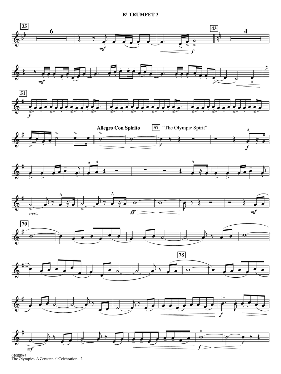 The Olympics: A Centennial Celebration - Bb Trumpet 3 Concert Band scores gallery preview page 2