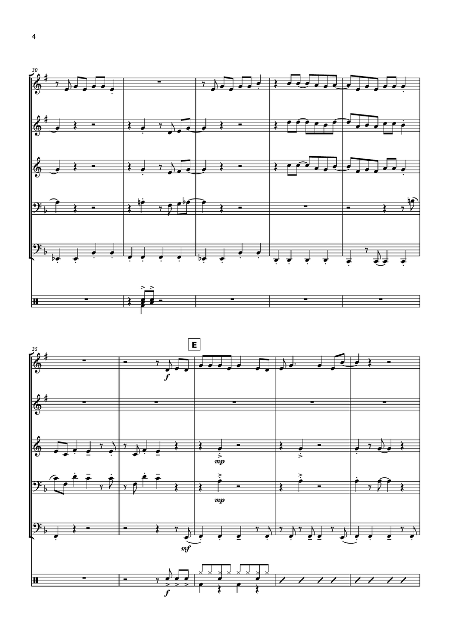 J'irai Ou Tu Iras J'irai Ou Tu Iras Brass Quintet scores gallery preview page 4