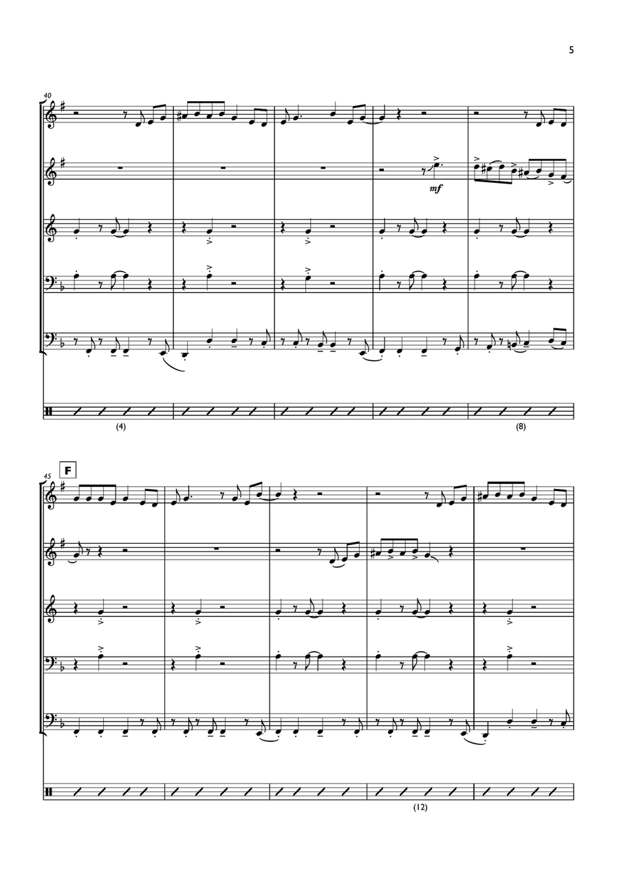 J'irai Ou Tu Iras J'irai Ou Tu Iras Brass Quintet scores gallery preview page 5