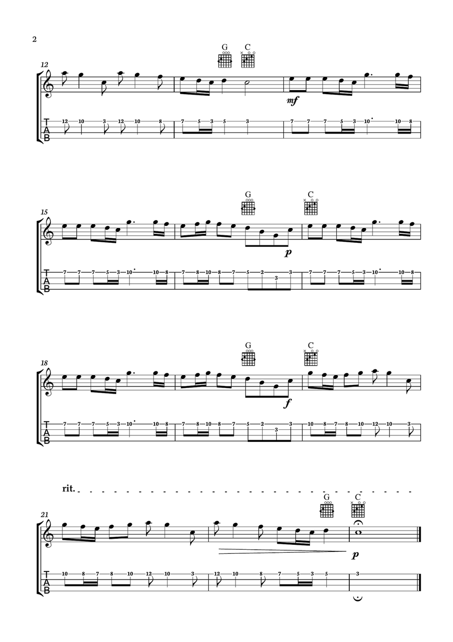 Spring Vivaldi for Ukelele with tab and chords Ukulele scores gallery preview page 2