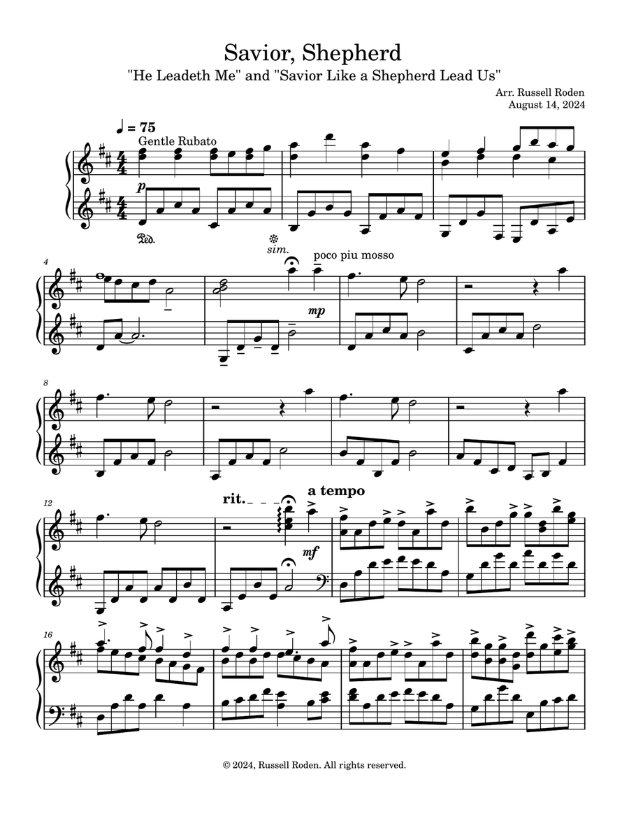 Savior, Shepherd Savior, Shepherd Piano Solo scores gallery preview page 1