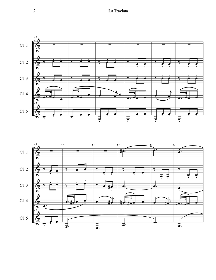 Parigi o Cara - Duet from Act 3 of La Traviata Woodwind Ensemble scores gallery preview page 2