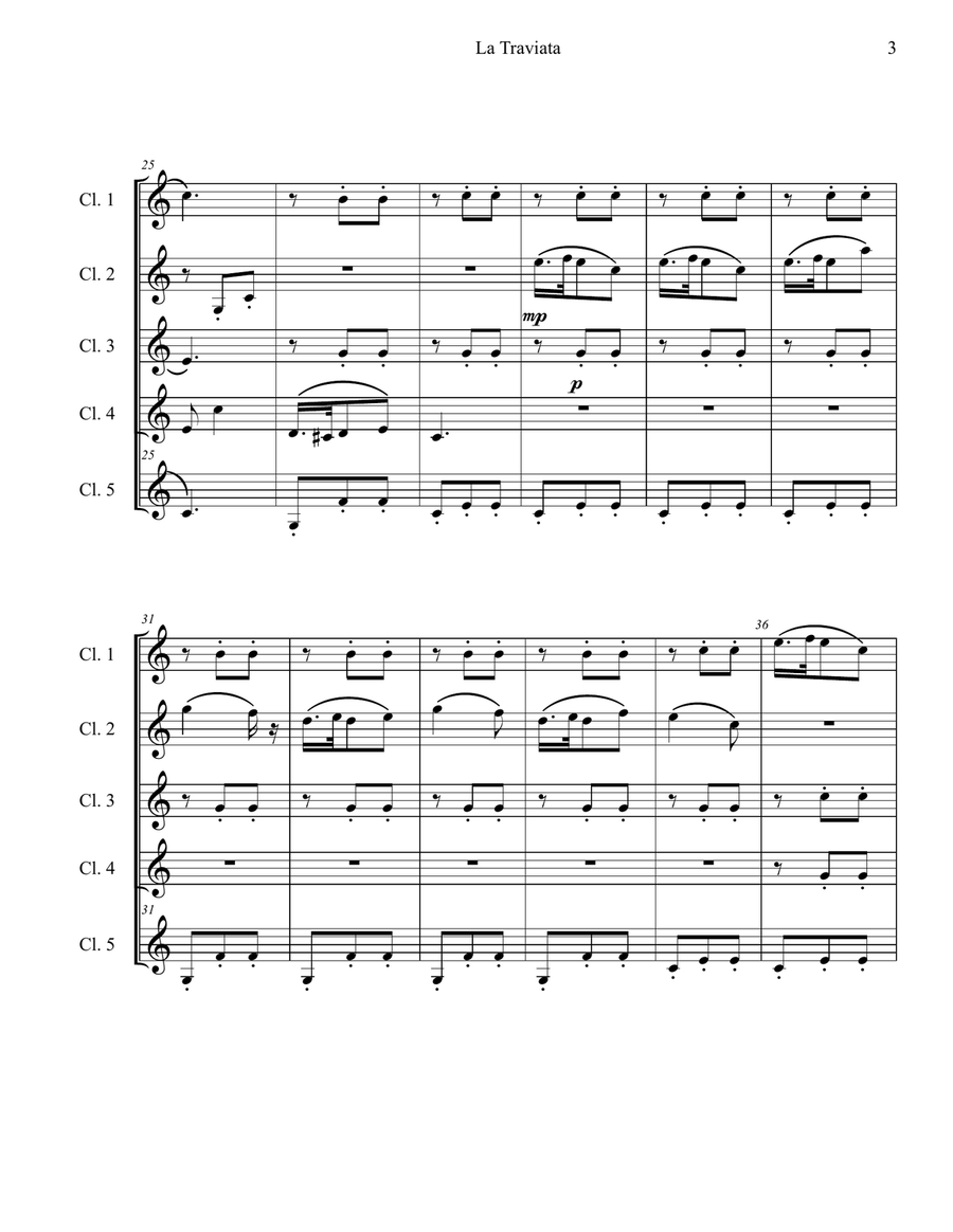 Parigi o Cara - Duet from Act 3 of La Traviata Woodwind Ensemble scores gallery preview page 3