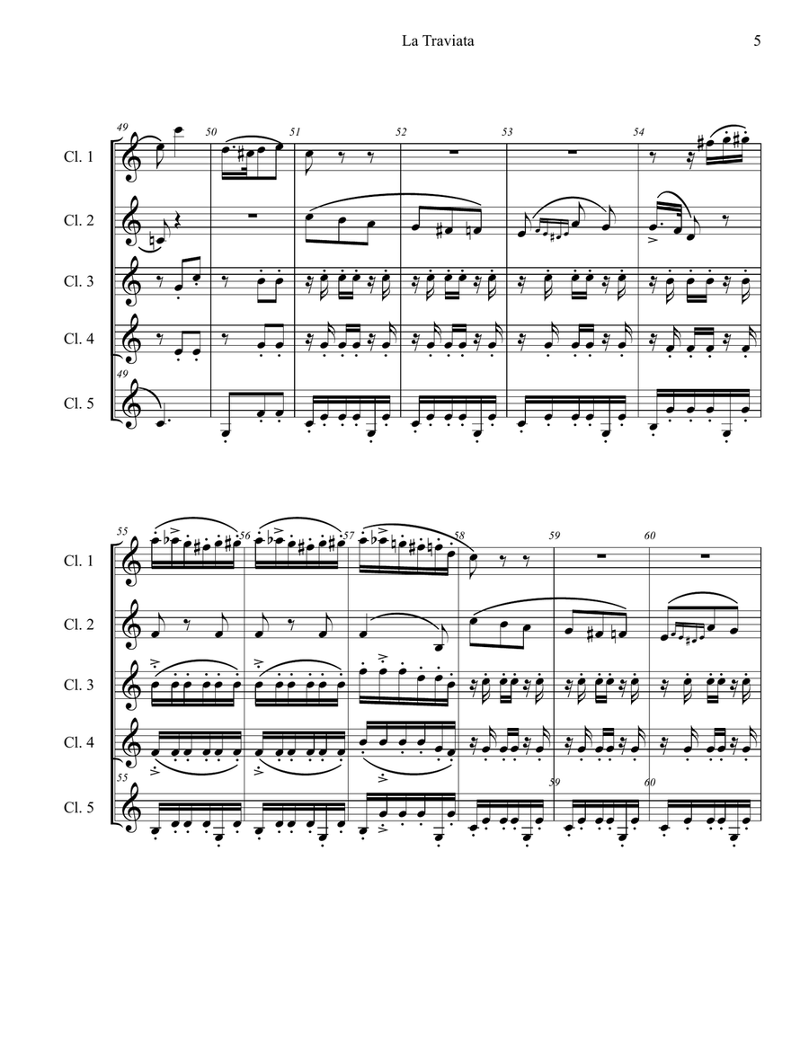 Parigi o Cara - Duet from Act 3 of La Traviata Woodwind Ensemble scores gallery preview page 5