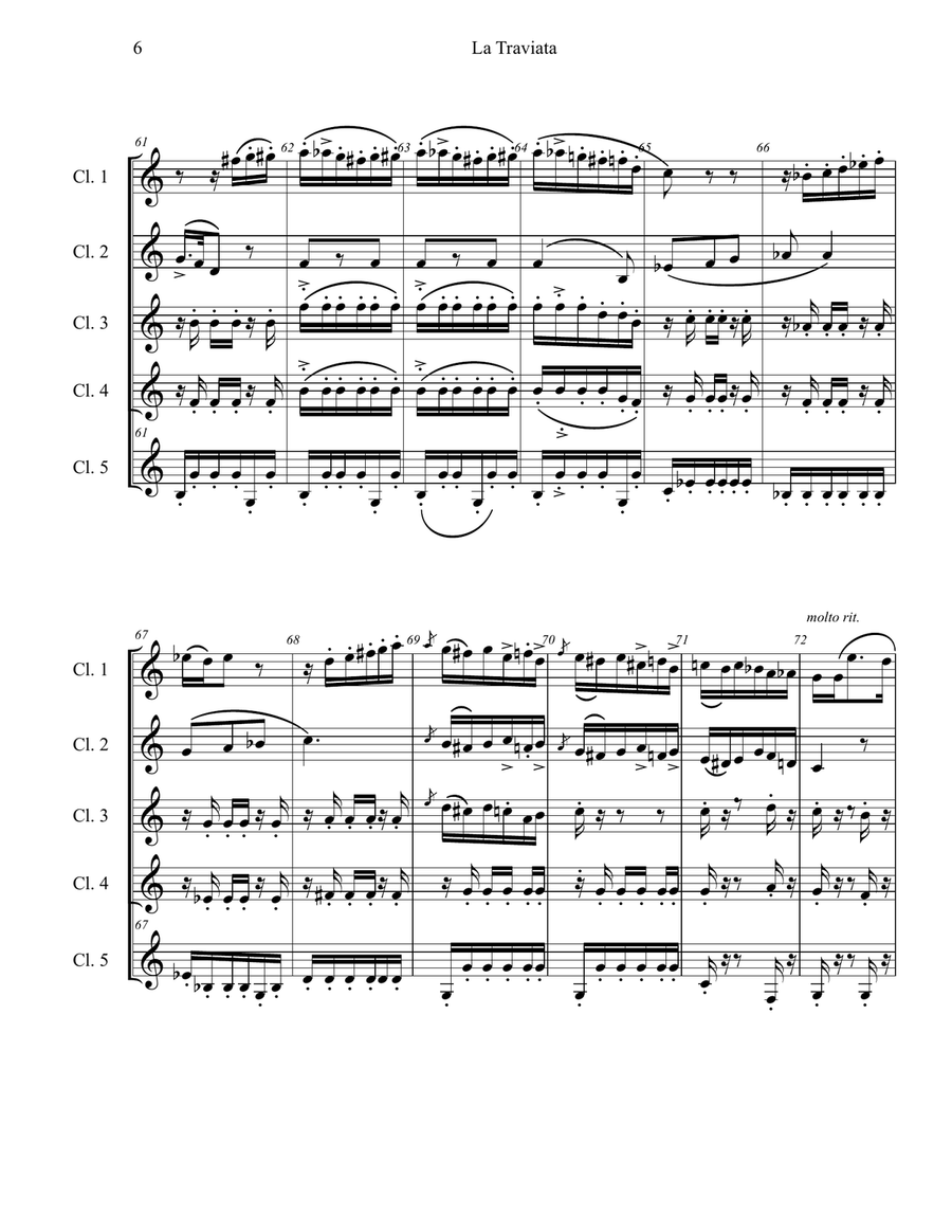 Parigi o Cara - Duet from Act 3 of La Traviata Woodwind Ensemble scores gallery preview page 6