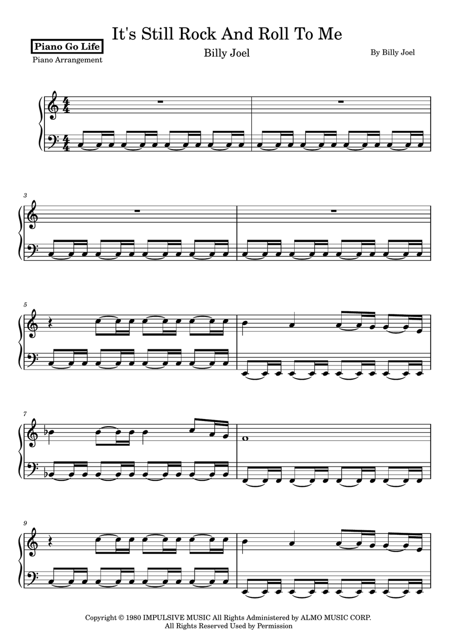 It's Still Rock And Roll To Me Piano Solo scores gallery preview page 1