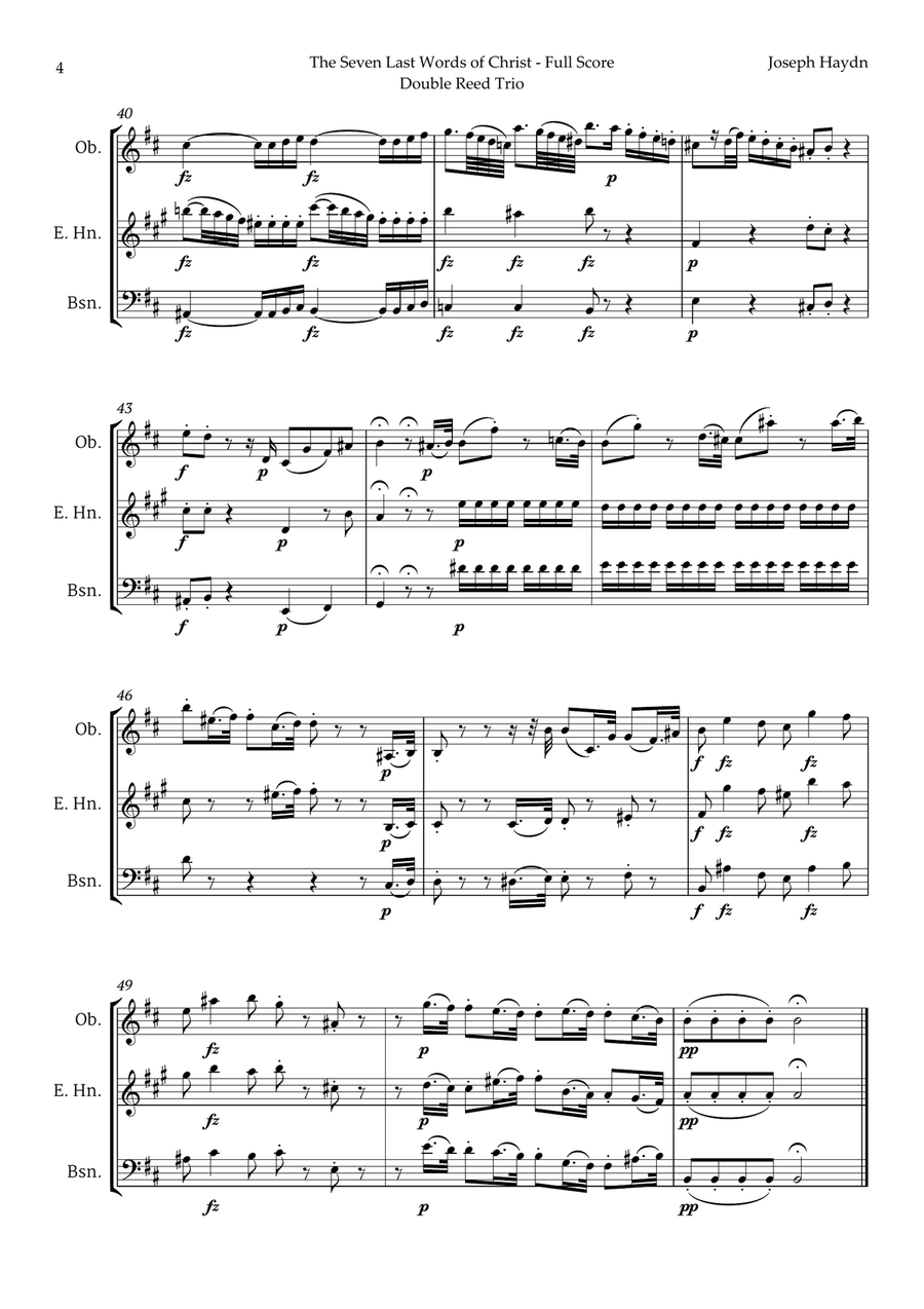 The Seven Last Words of Christ by Haydn for Double Reed Trio Woodwind Trio scores gallery preview page 4