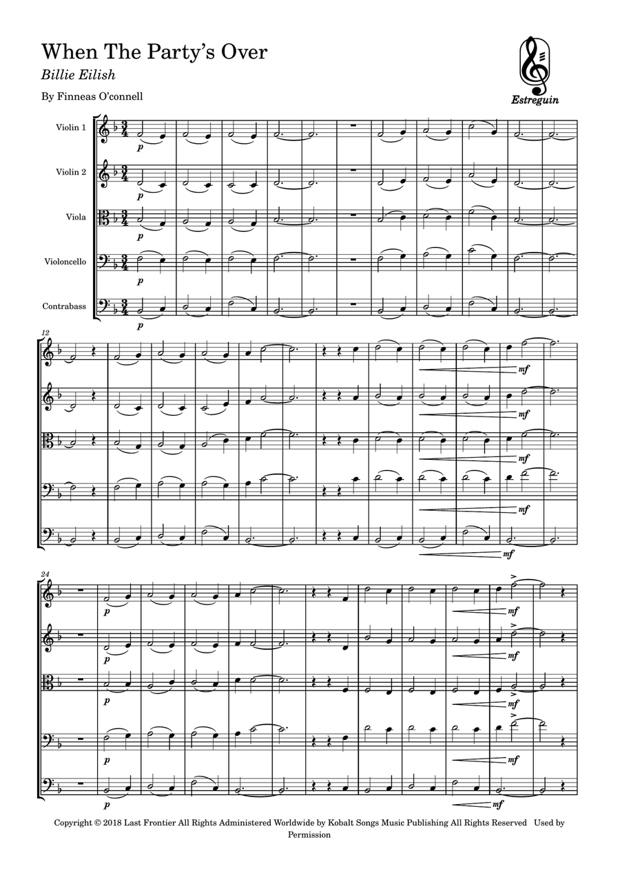 When The Party's Over When The Party's Over String Orchestra scores gallery preview page 1