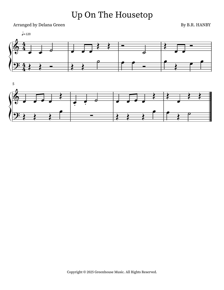 Up On The Housetop Up On The Housetop Easy Piano scores gallery preview page 1