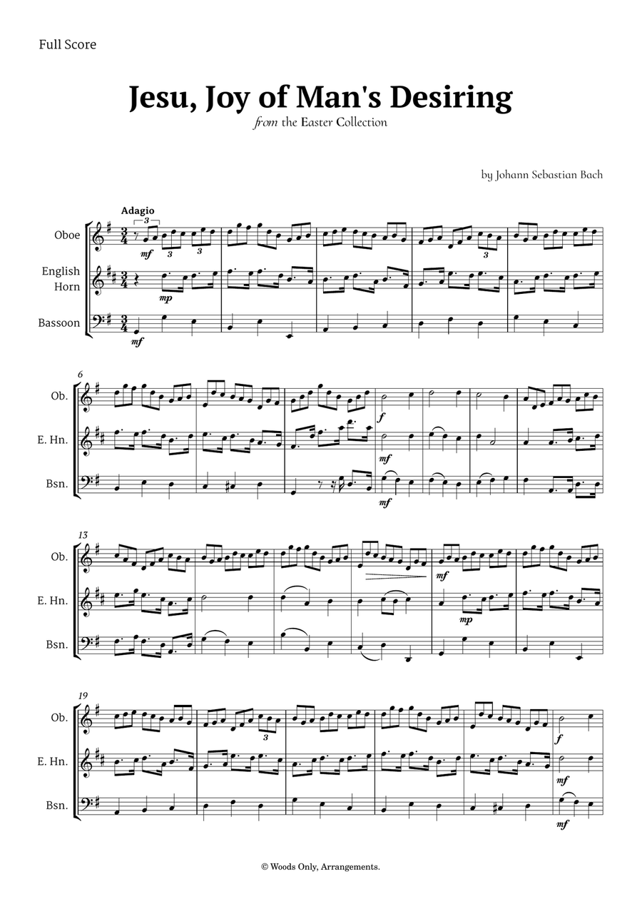 Jesu, Joy of Man's Desiring by Bach for Double Reed Trio Woodwind Trio scores gallery preview page 1