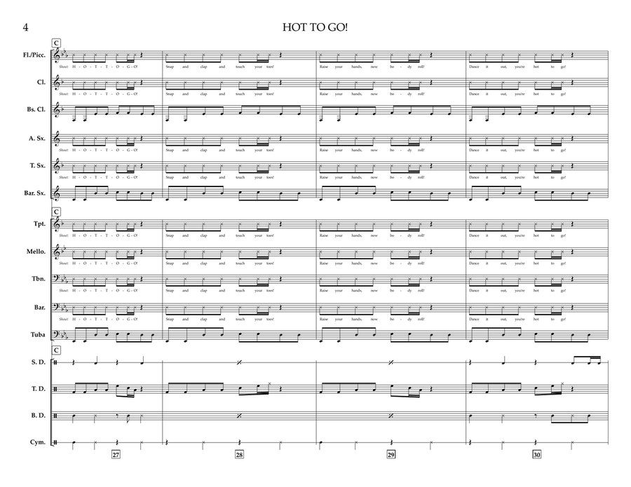Hot To Go! Hot To Go! Marching Band scores gallery preview page 4