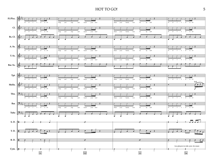 Hot To Go! Hot To Go! Marching Band scores gallery preview page 5