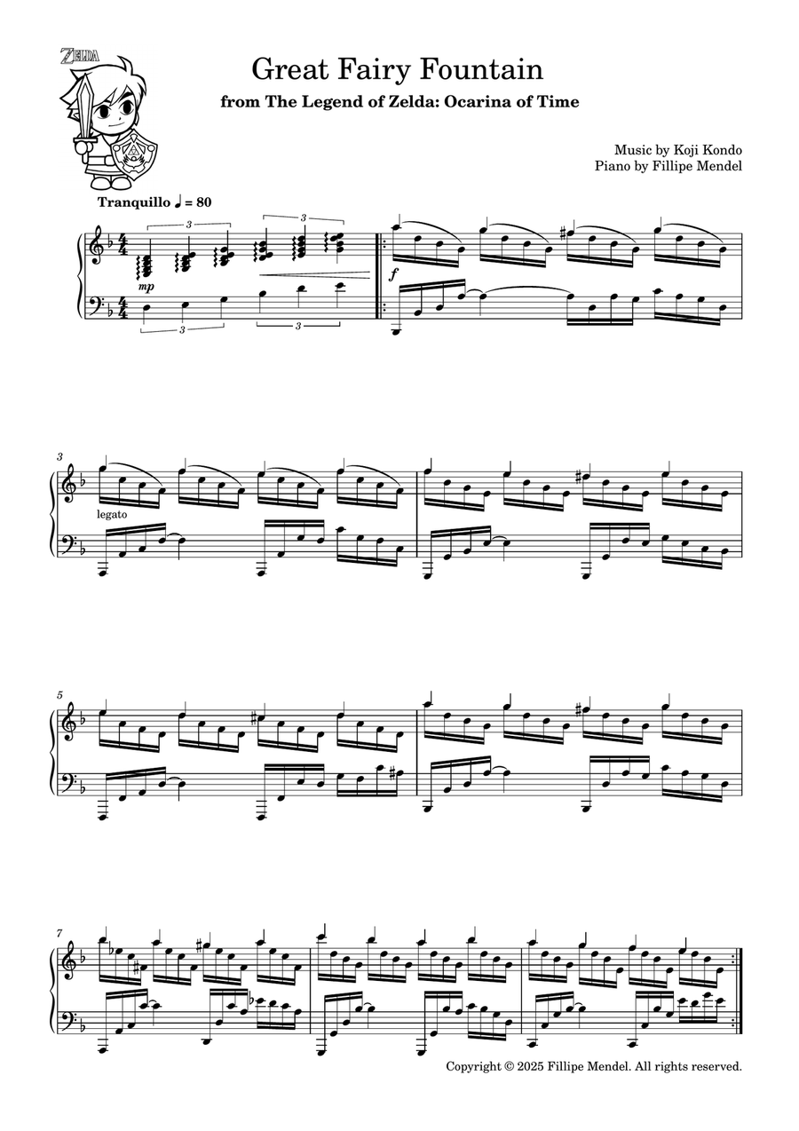 Great Fairy Fountain from The Legend of Zelda: Ocarina of Time Easy Piano scores gallery preview page 1