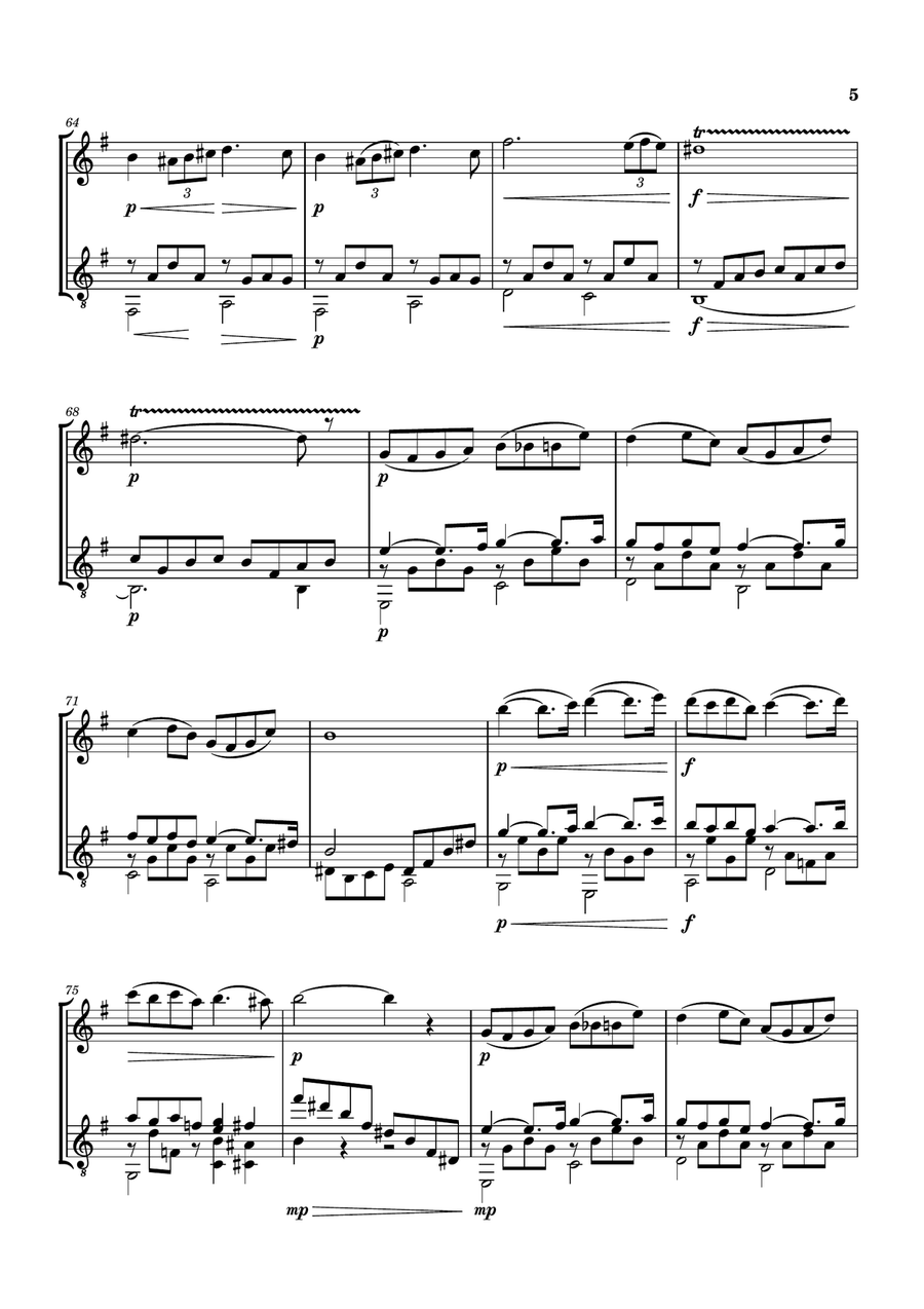 PAVANE OP. 50 [GABRIEL FAURÉ] FLUTE AND GUITAR Flute scores gallery preview page 6