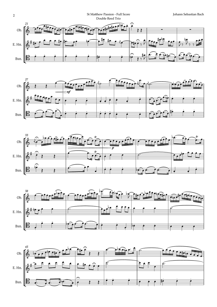 Aus Liebe will mein Heiland sterben by Bach for Double Reed Trio Woodwind Trio scores gallery preview page 2