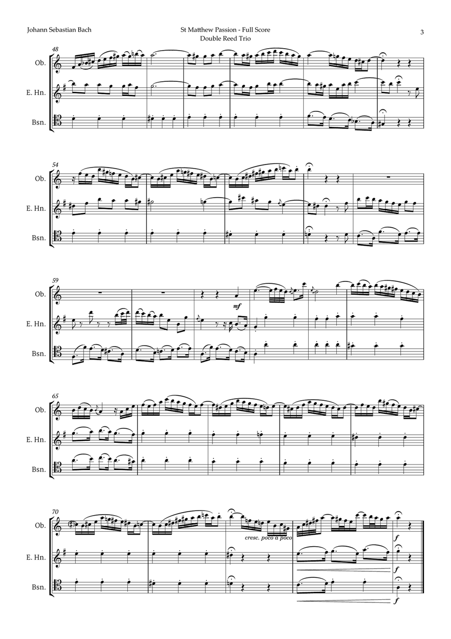 Aus Liebe will mein Heiland sterben by Bach for Double Reed Trio Woodwind Trio scores gallery preview page 3