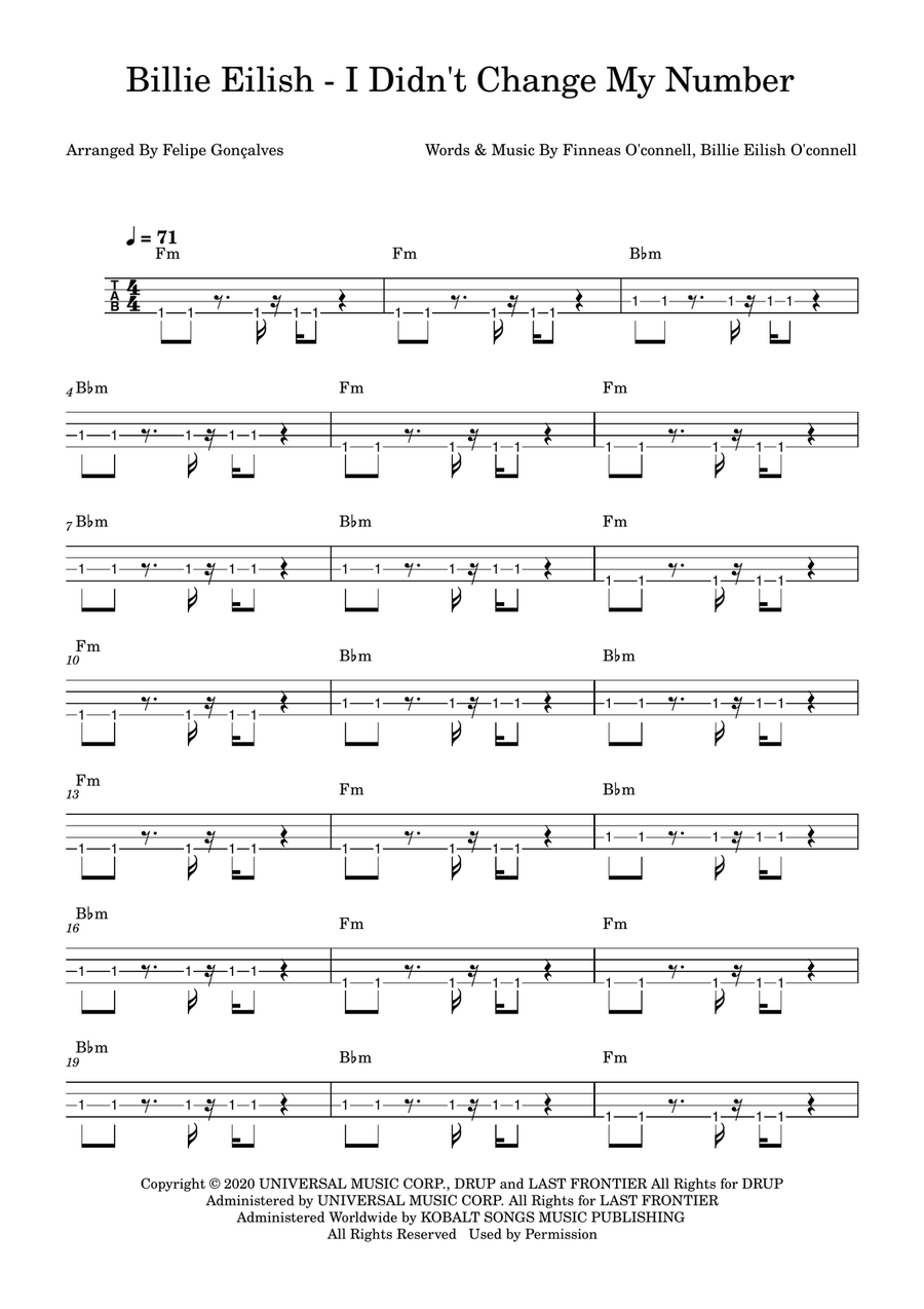 I Didn't Change My Number Acoustic Guitar scores gallery preview page 1