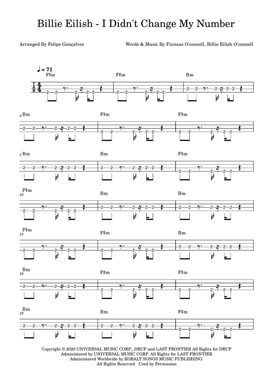 I Didn't Change My Number Acoustic Guitar scores gallery preview page 1