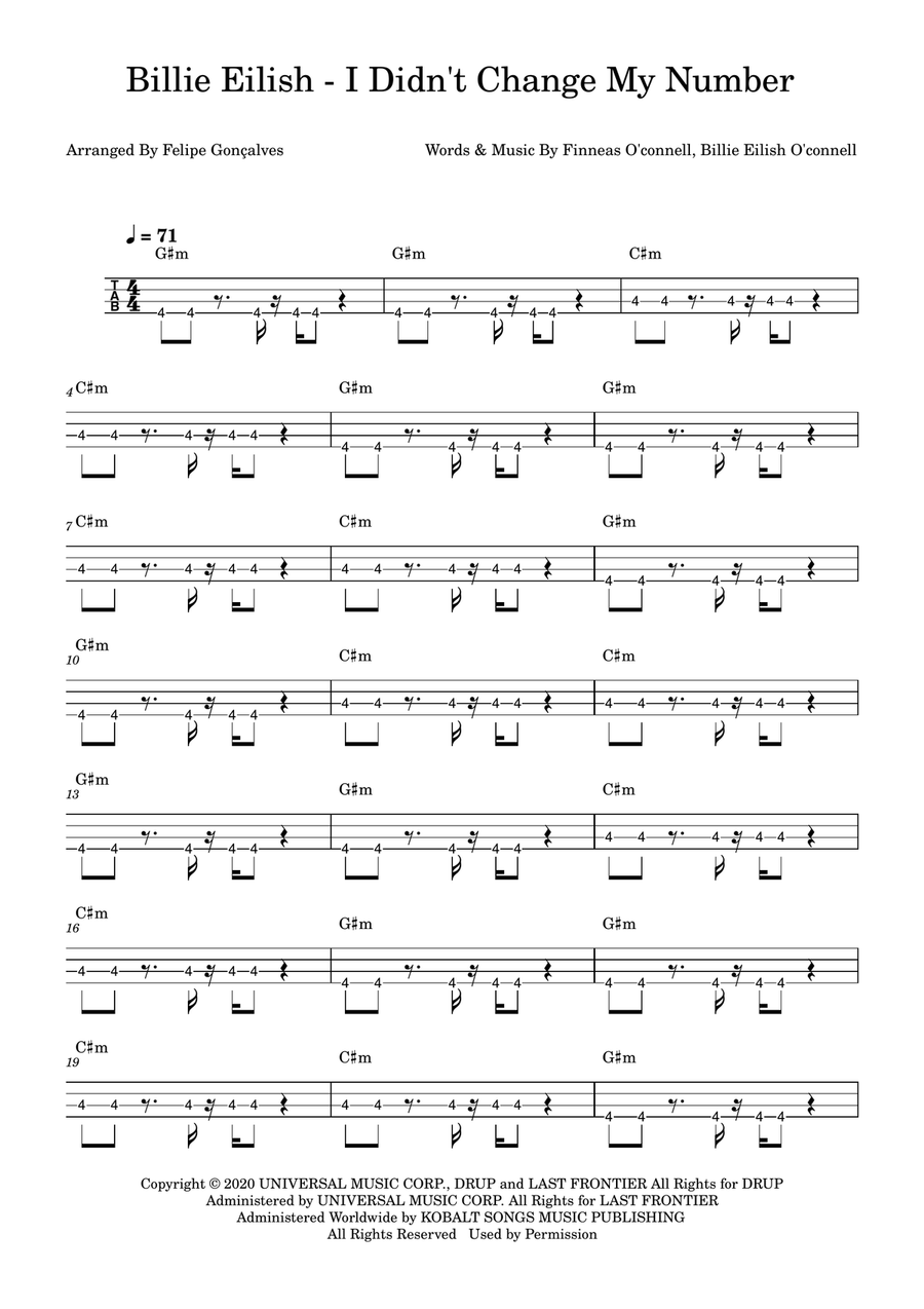 I Didn't Change My Number Acoustic Guitar scores gallery preview page 1