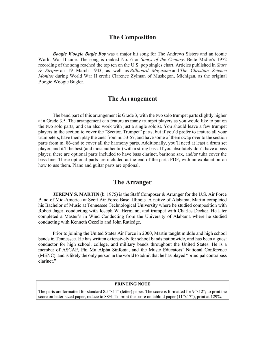 Boogie Woogie Bugle Boy Concert Band scores gallery preview page 3