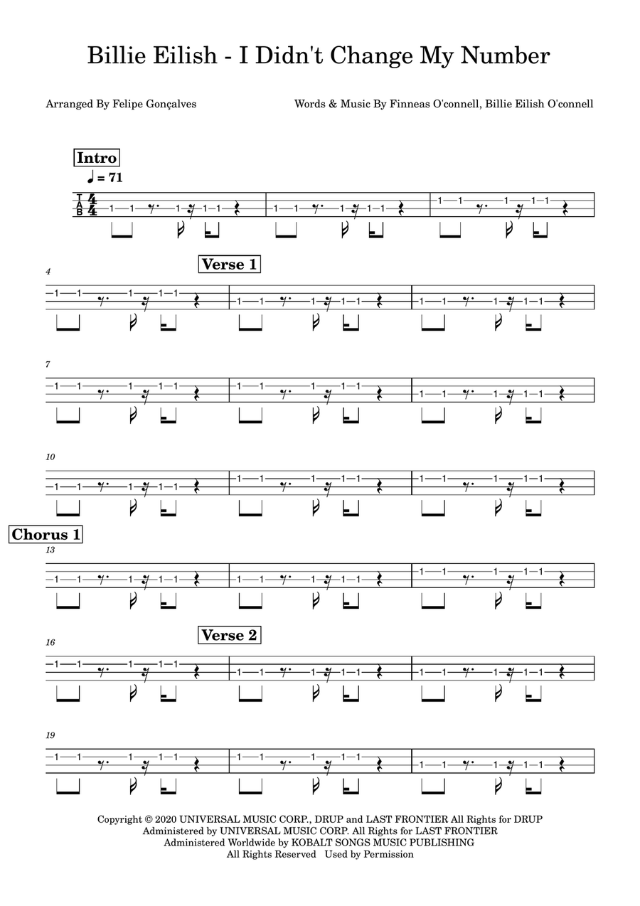 I Didn't Change My Number Acoustic Guitar scores gallery preview page 1