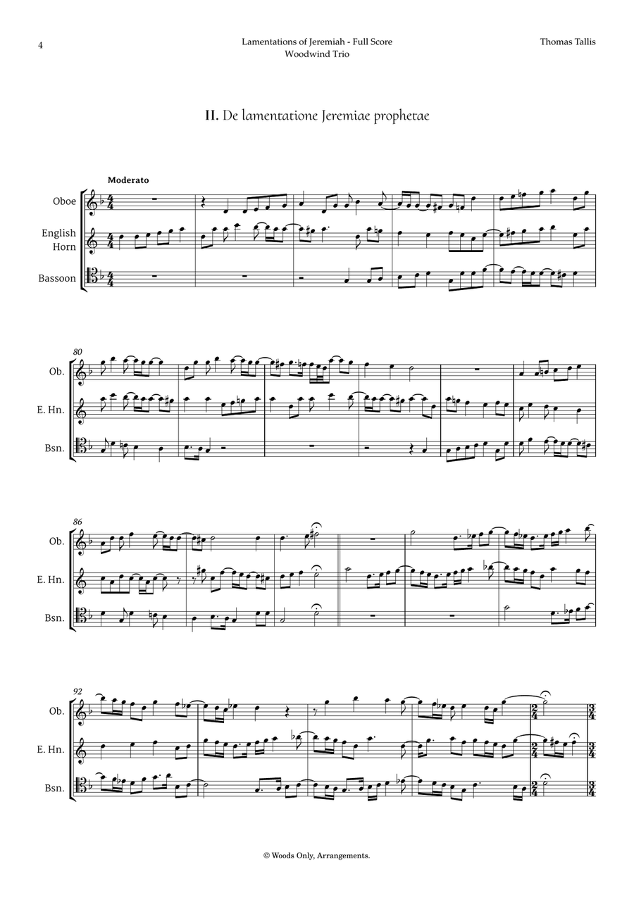 Lamentations of Jeremiah by Thomas Tallis for Double Reed Trio Woodwind Trio scores gallery preview page 4