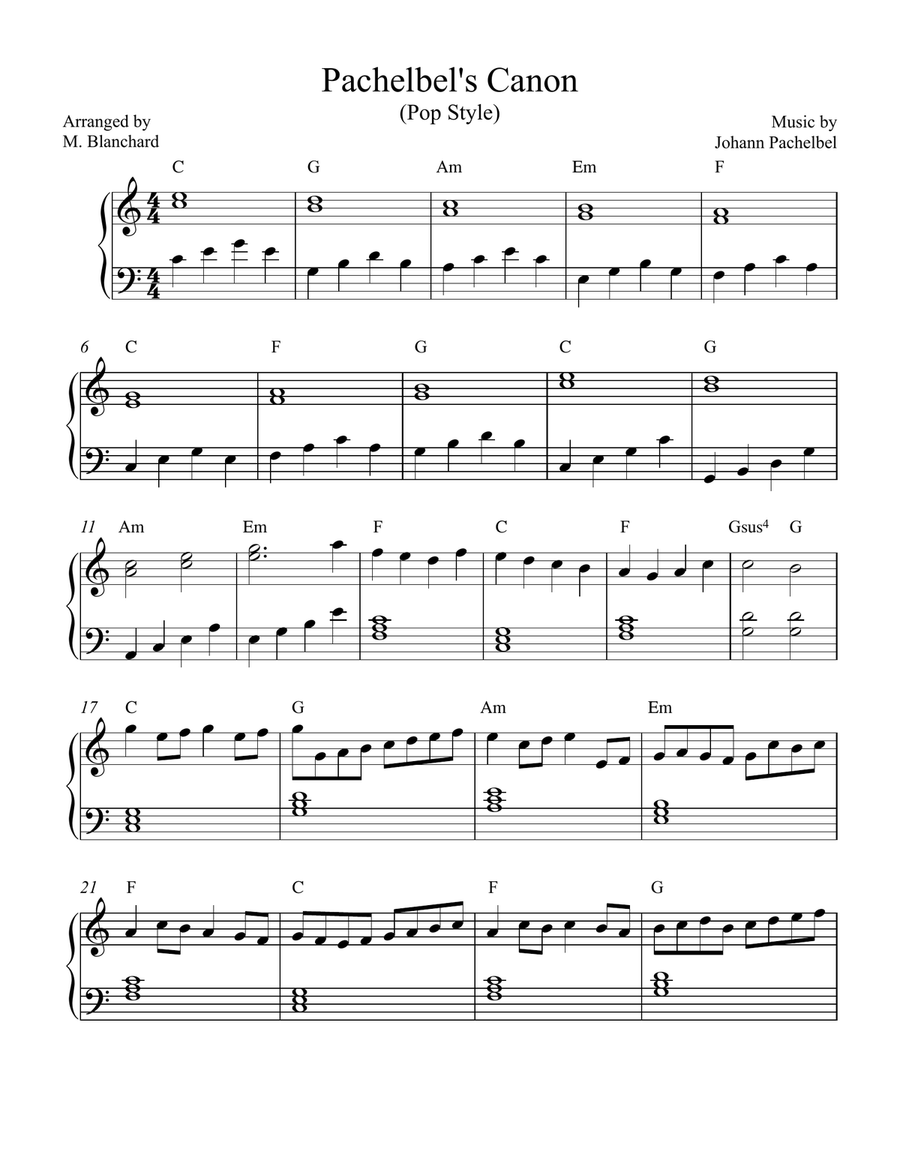 Pachelbel's Cannon Pop Style Piano Method scores gallery preview page 1