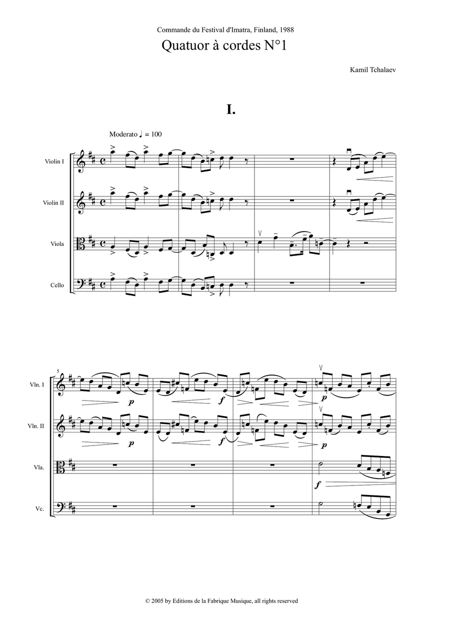 Kamil Tchalaev : String Quartet no. 1 String Quartet scores gallery preview page 2