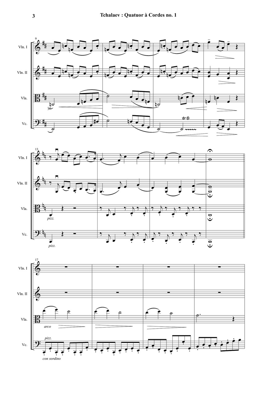 Kamil Tchalaev : String Quartet no. 1 String Quartet scores gallery preview page 3