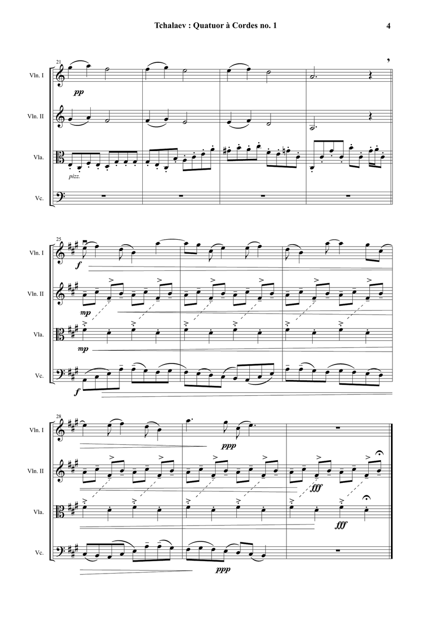 Kamil Tchalaev : String Quartet no. 1 String Quartet scores gallery preview page 4