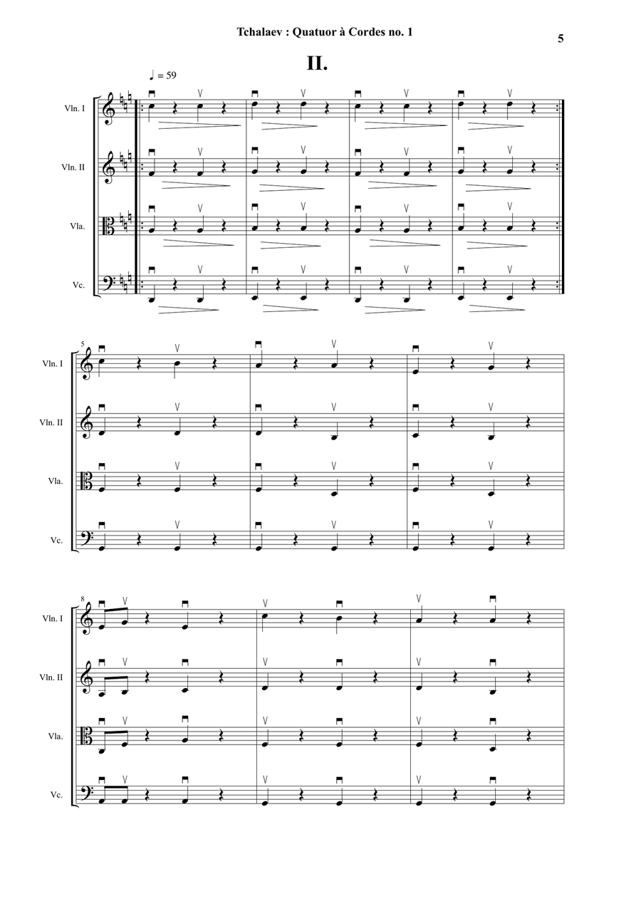 Kamil Tchalaev : String Quartet no. 1 String Quartet scores gallery preview page 5