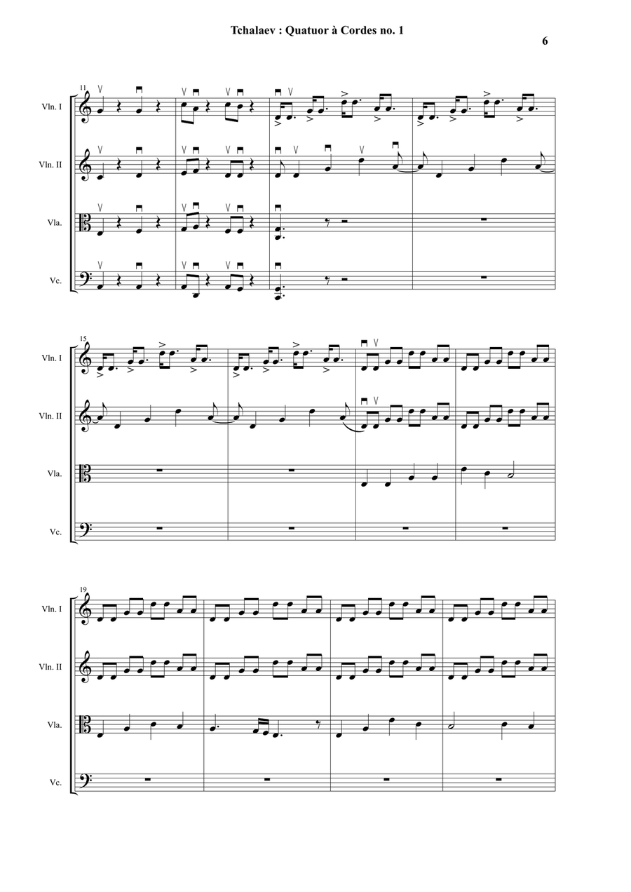 Kamil Tchalaev : String Quartet no. 1 String Quartet scores gallery preview page 6