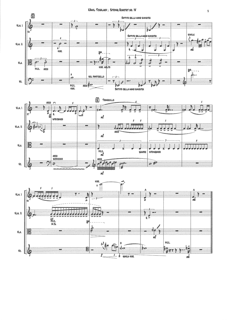 Kamil Tchalaev : String Quartet no. 4 String Quartet scores gallery preview page 3