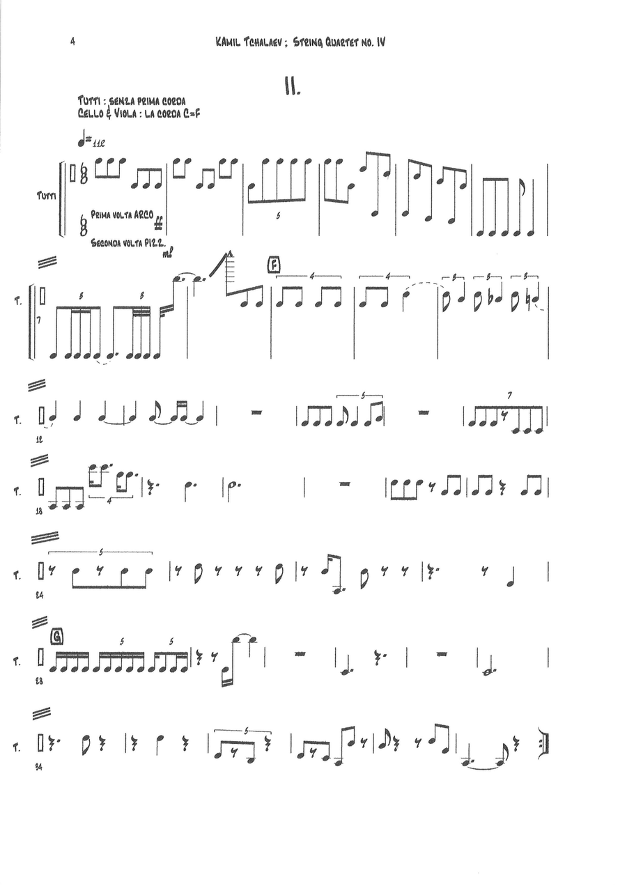 Kamil Tchalaev : String Quartet no. 4 String Quartet scores gallery preview page 4