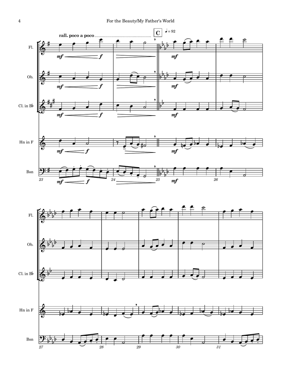 For the Beauty of the Earth/This Is My Father's World Woodwind Quintet scores gallery preview page 5