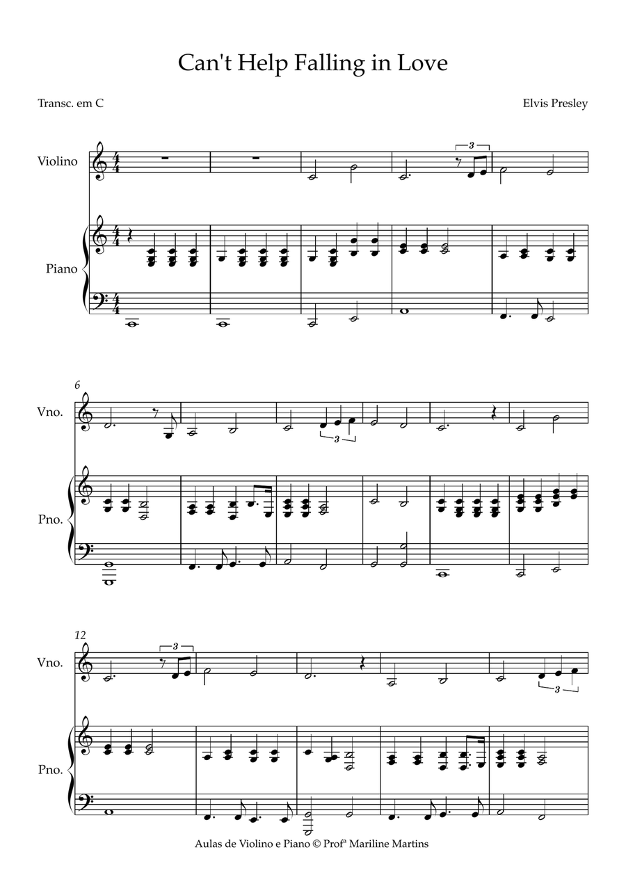 Can't Help Falling in Love String Duet scores gallery preview page 1