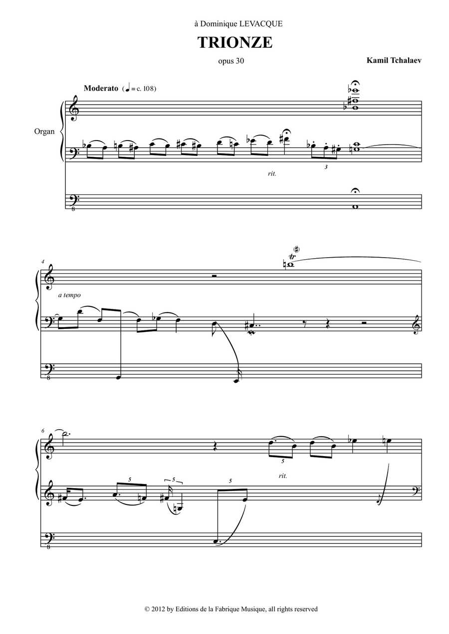 Kamil Tchalaev: Trionze for organ Organ Solo scores gallery preview page 2
