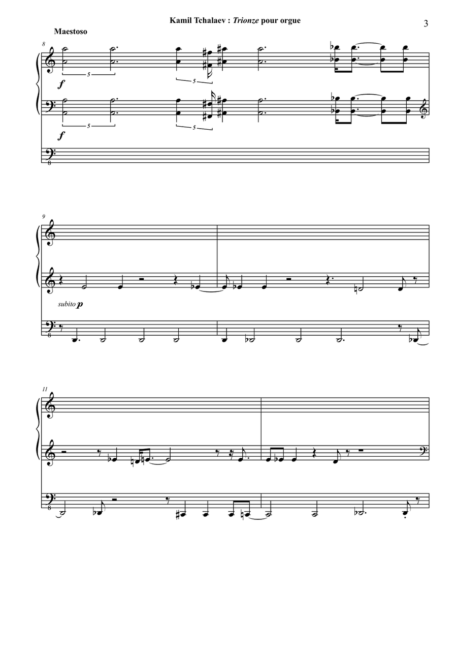 Kamil Tchalaev: Trionze for organ Organ Solo scores gallery preview page 3