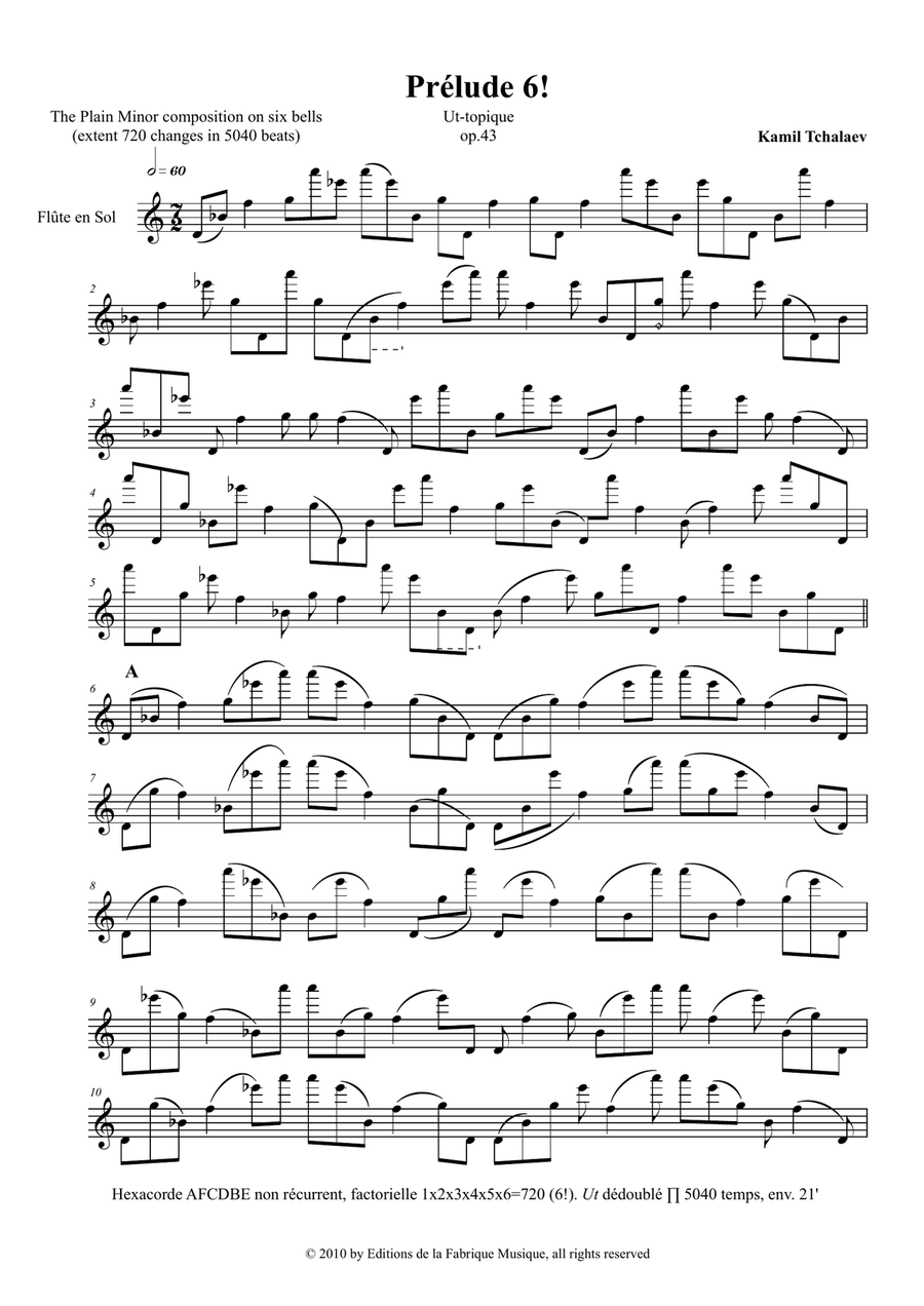 Kamil Tchalaev : Prelude 6! for solo alto flute Flute Solo scores gallery preview page 3