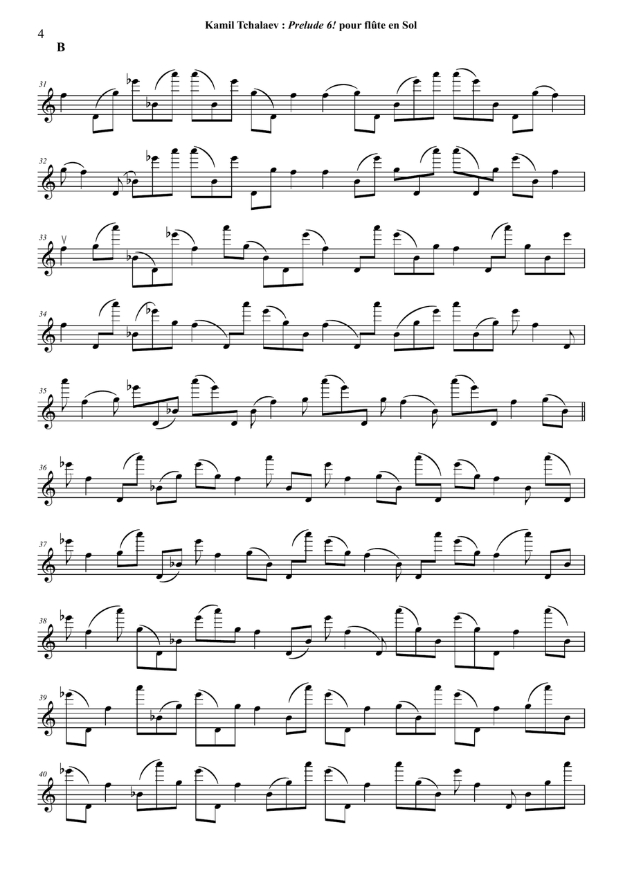 Kamil Tchalaev : Prelude 6! for solo alto flute Flute Solo scores gallery preview page 6