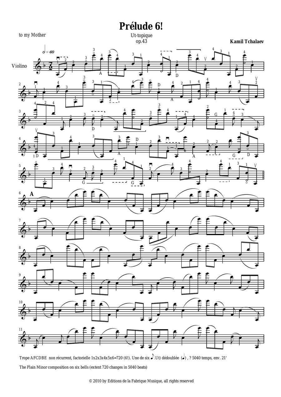 Kamil Tchalaev : Prelude 6! for solo violin Violin Solo scores gallery preview page 3