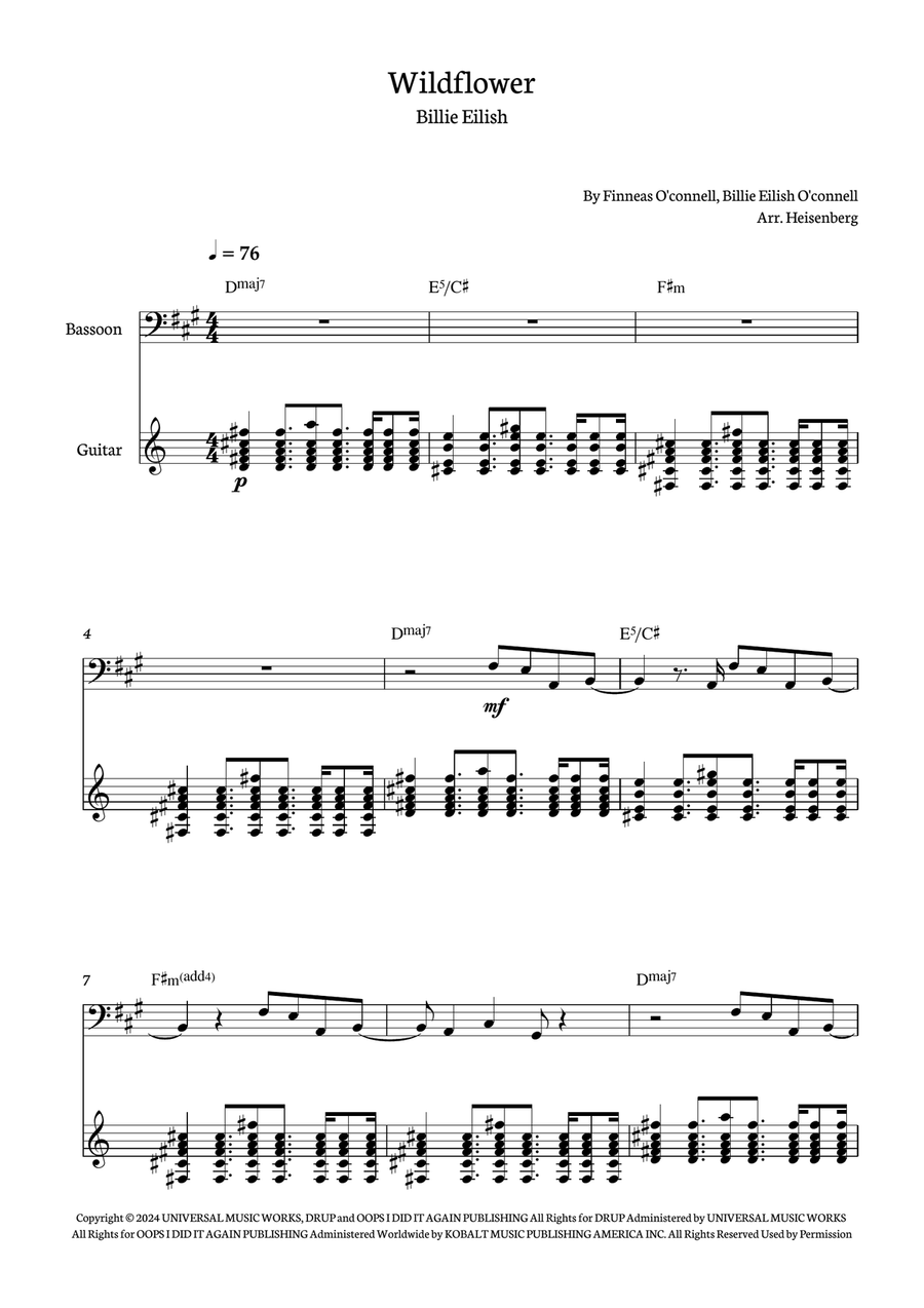 Wildflower Wildflower Bassoon scores gallery preview page 1