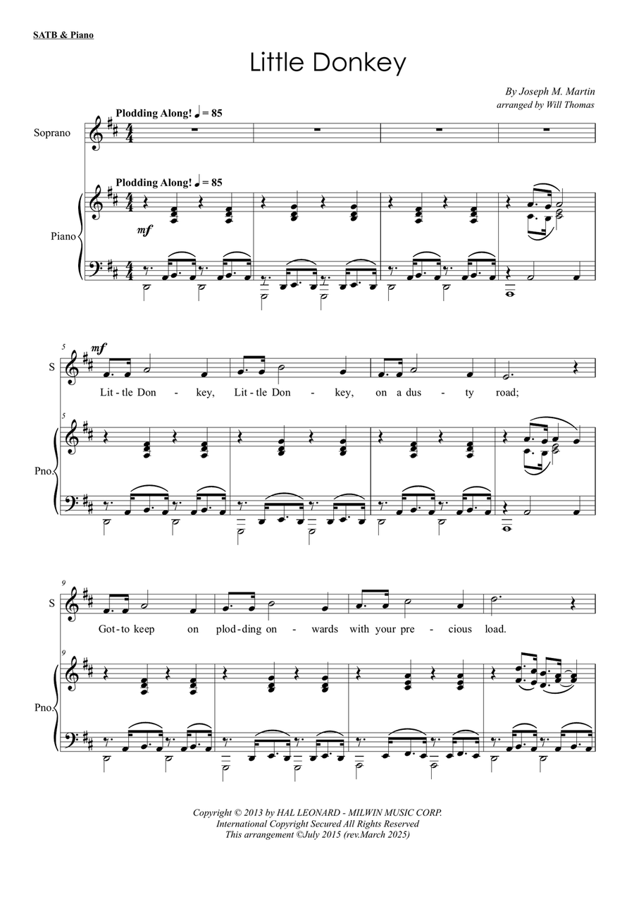 Little Donkey Little Donkey 4-Part scores gallery preview page 1